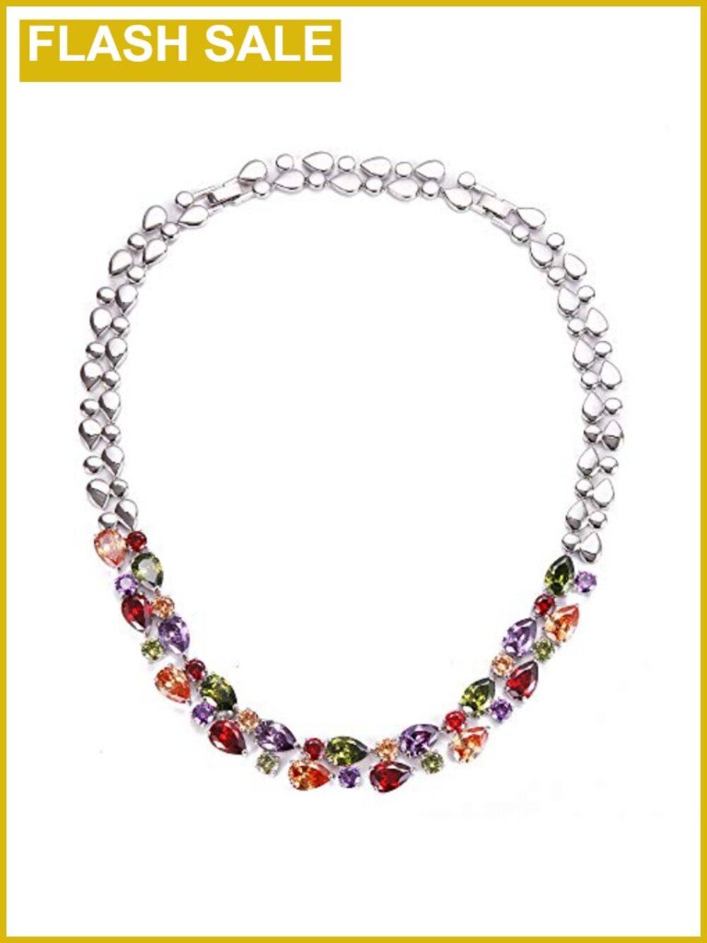 Sterling Silver Multi Gemstone Necklace with Amethyst Garnet Peridot